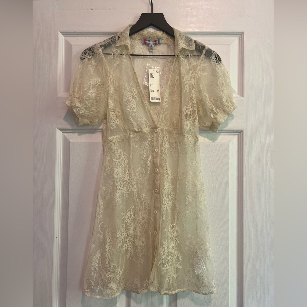 (NWT) UO Sheer Lace Mini Dress
